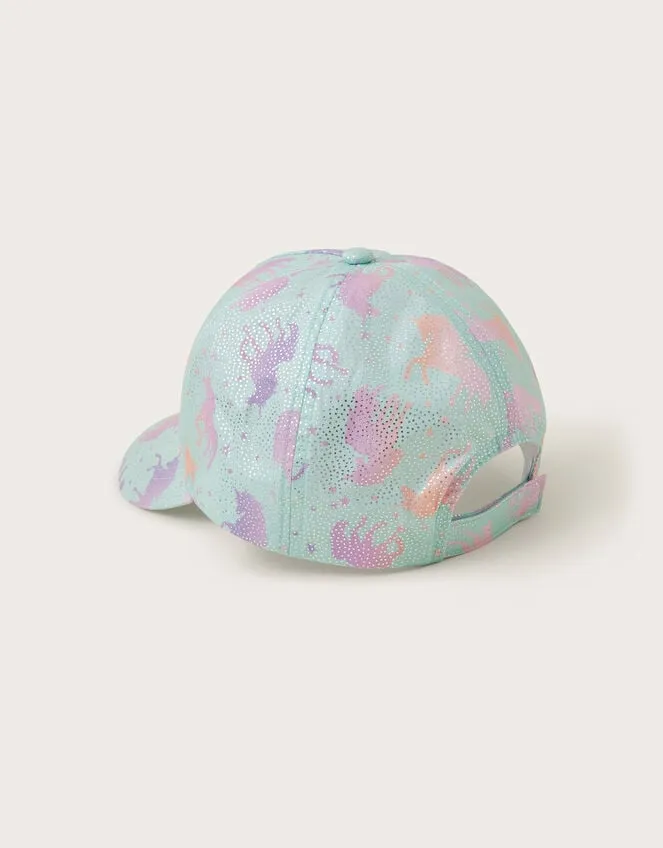 Children Shimmery Unicorn Cap Blue Monsoon Hats and Sunglasses