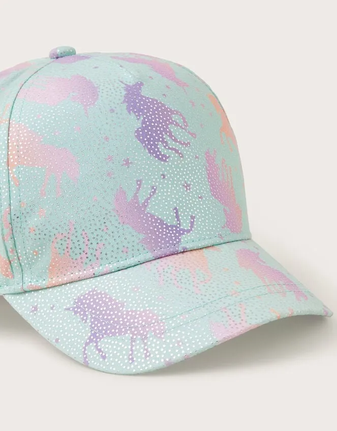 Children Shimmery Unicorn Cap Blue Monsoon Hats and Sunglasses