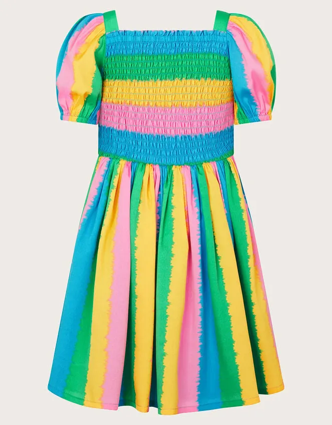 Children Stripe Pleated Dress Multi Monsoon Dresses