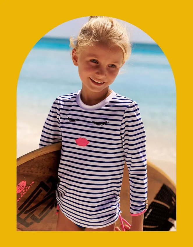Children Sunuva Stripe Long Sleeve Top Blue Monsoon Beachwear and Swimwear