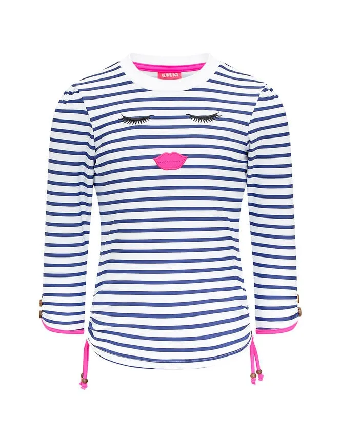 Children Sunuva Stripe Long Sleeve Top Blue Monsoon Beachwear and Swimwear
