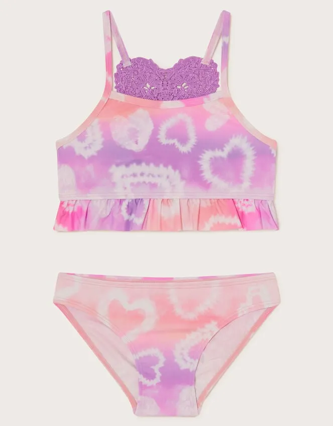 Children Tie Dye Heart Bikini Set Purple Monsoon Beachwear and Swimwear