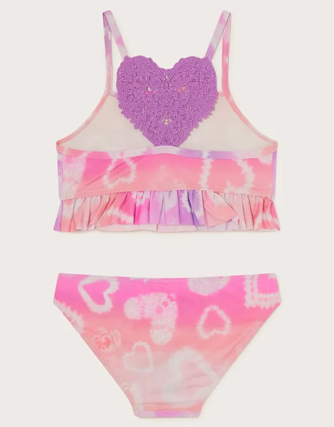 Children Tie Dye Heart Bikini Set Purple Monsoon Beachwear and Swimwear