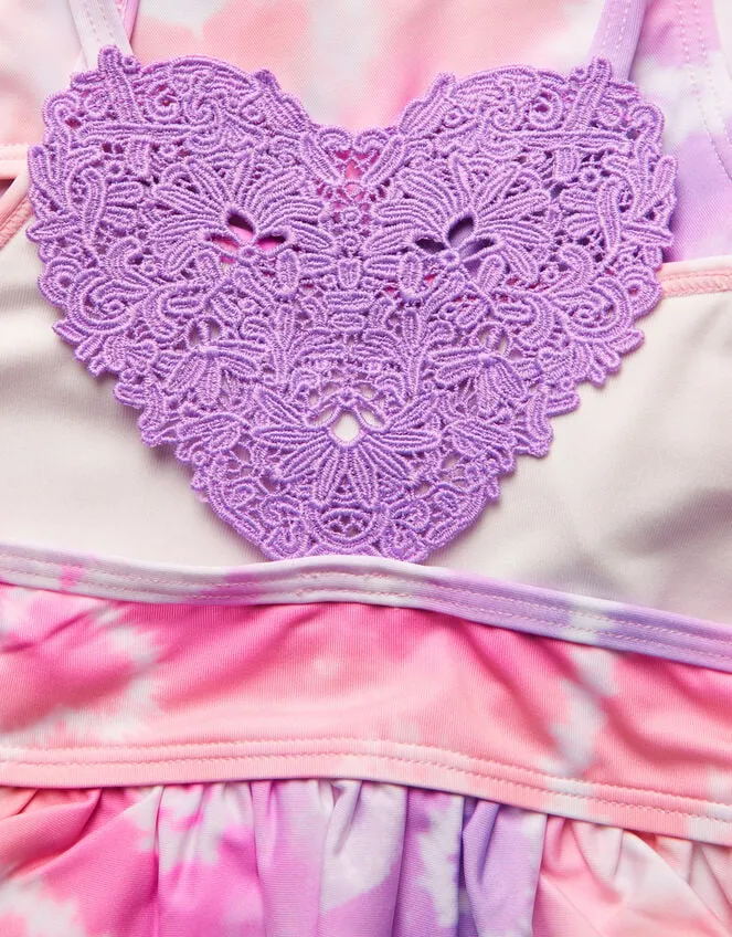 Children Tie Dye Heart Bikini Set Purple Monsoon Beachwear and Swimwear