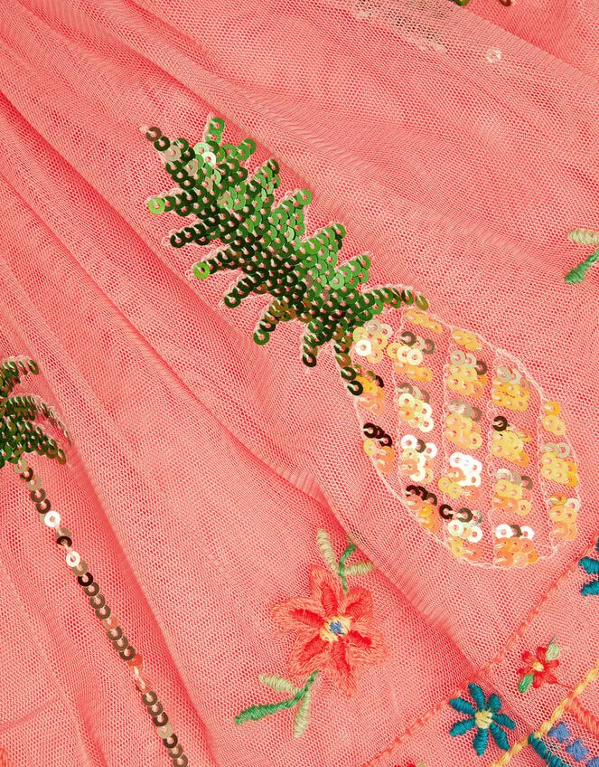 Children Tropical Embellished Disco Dress Orange Monsoon Dresses