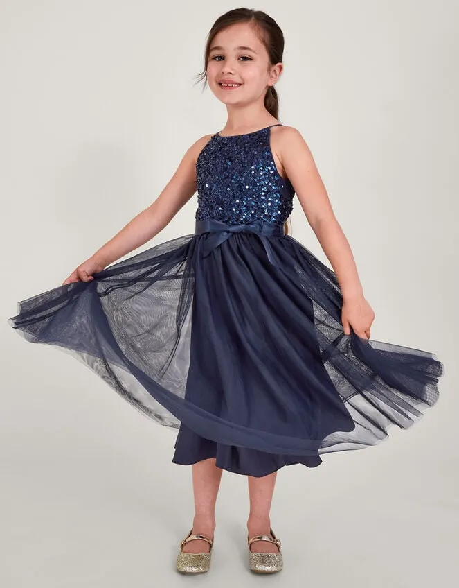 Children Truth Sequin Occasion Dress Blue Monsoon Dresses