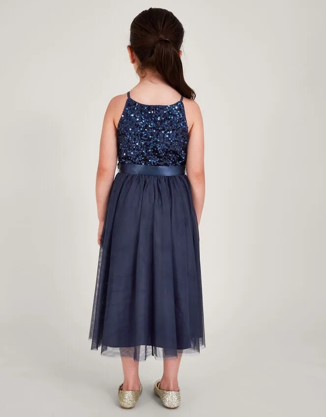 Children Truth Sequin Occasion Dress Blue Monsoon Dresses