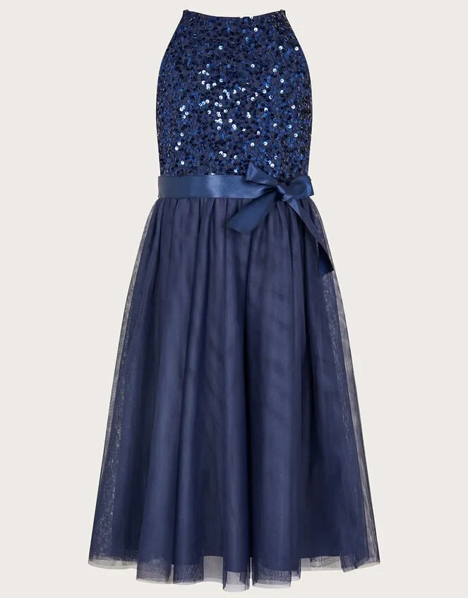 Children Truth Sequin Occasion Dress Blue Monsoon Dresses