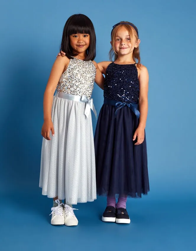 Children Truth Sequin Occasion Dress Blue Monsoon Dresses