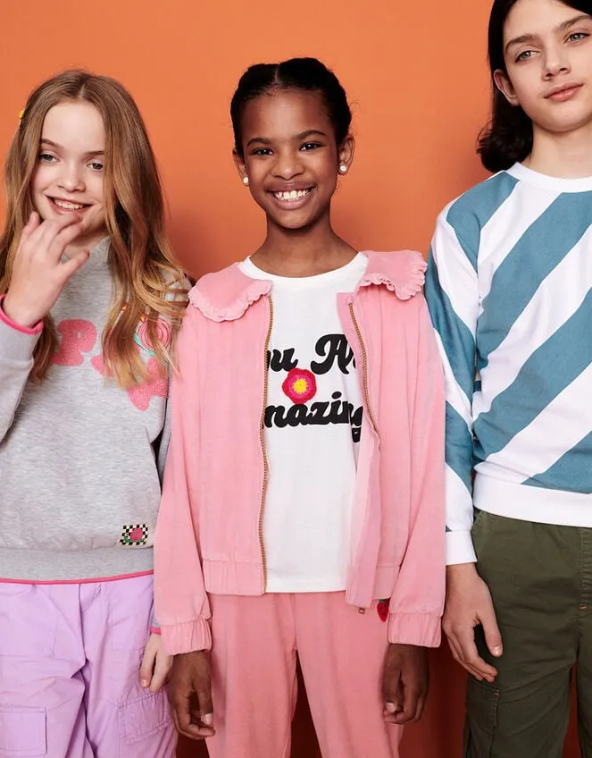 Children Velour Bomber Jacket Pink Monsoon Casualwear Collection