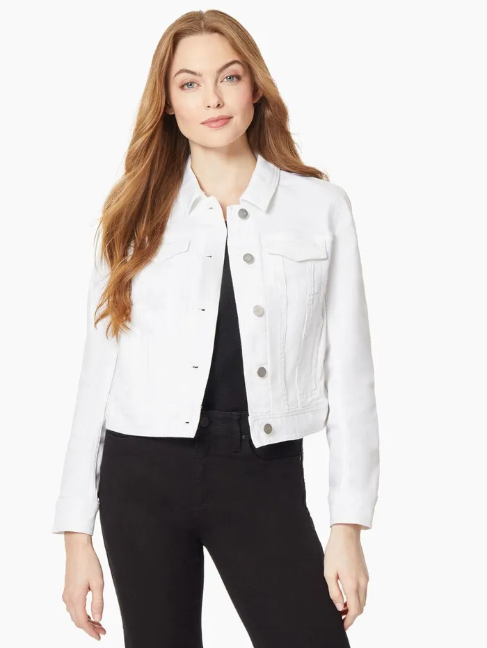 Classic Denim Jacket Soft White Women Jones New York Outerwear