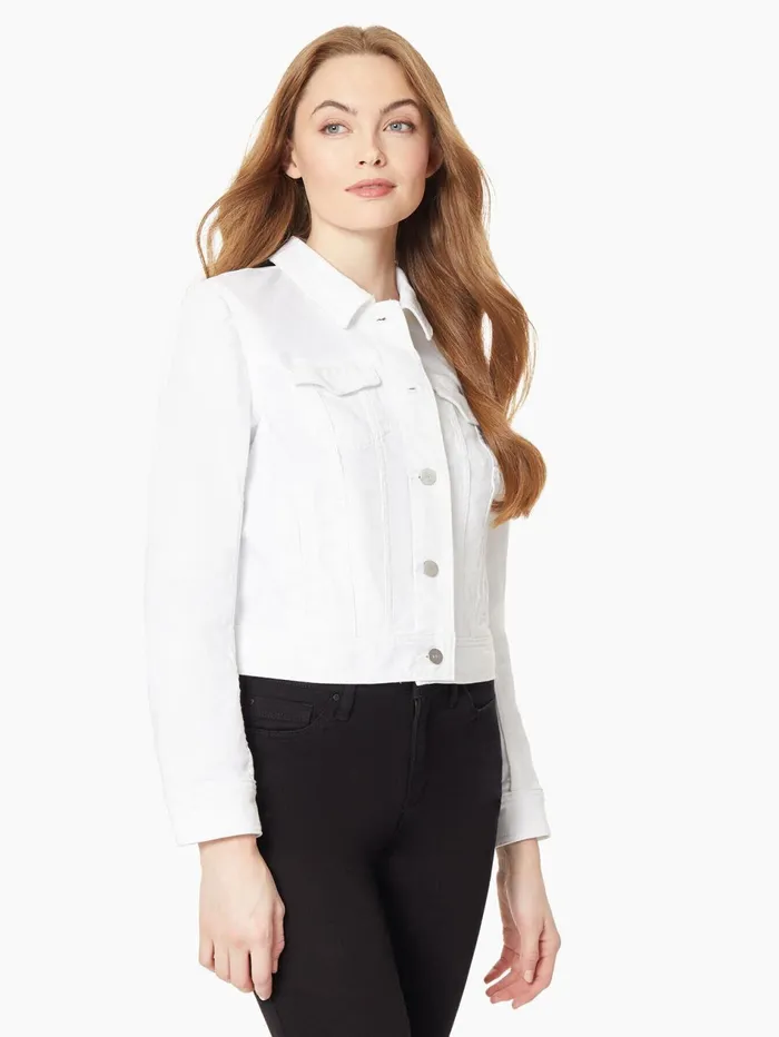 Classic Denim Jacket Soft White Women Jones New York Outerwear