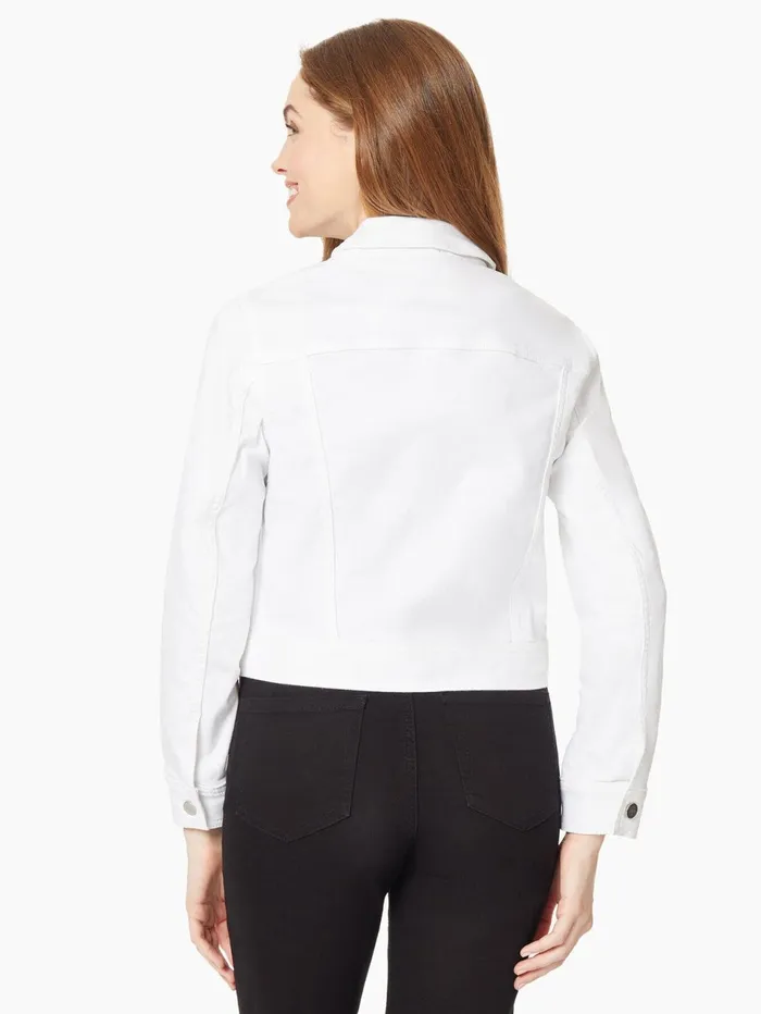 Classic Denim Jacket Soft White Women Jones New York Outerwear