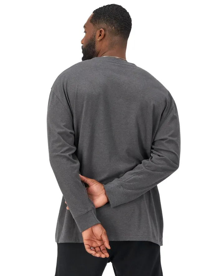 Classic Graphic LongSleeve TShirt Script Logo Big and Tall Granite Heather Men Champion TShirts and Tops