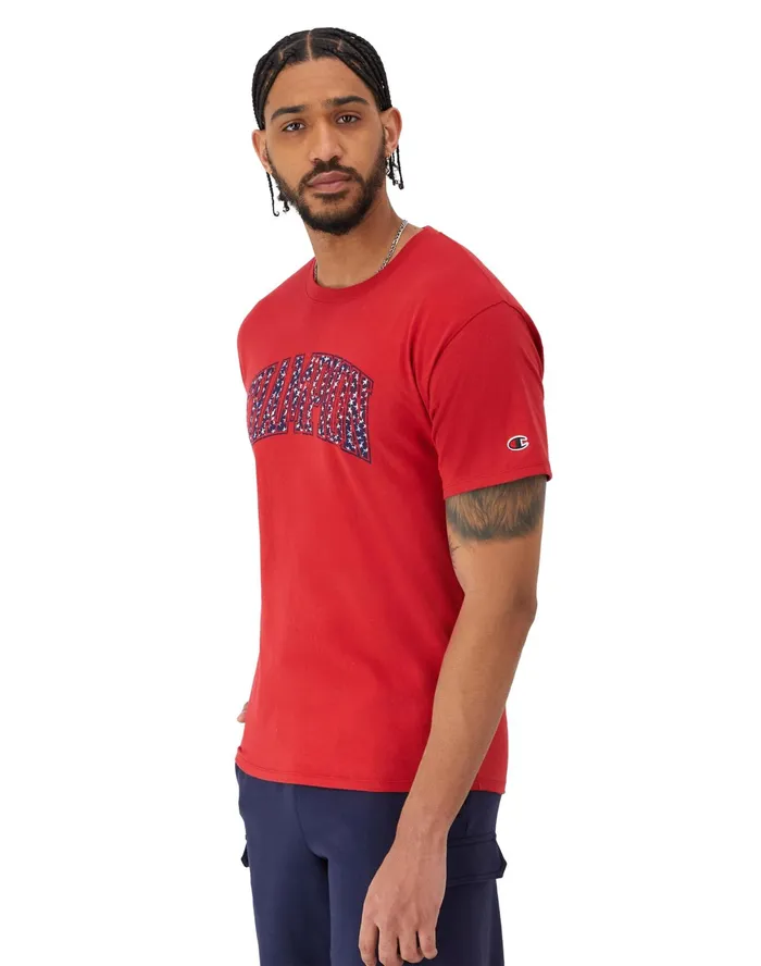 Classic Graphic TShirt Distressed Champion Stars Eclipse Red Men Champion TShirts and Tops