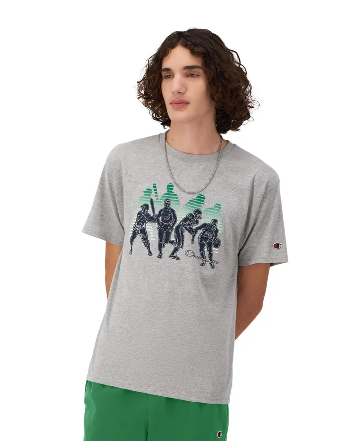Classic Graphic TShirt Retro Players Oxford Grey Men Champion TShirts and Tops