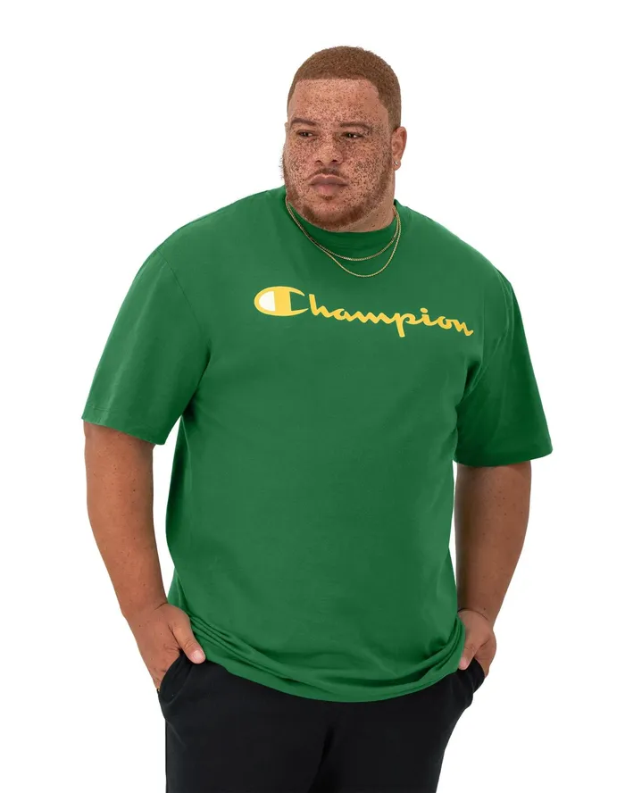 Classic Graphic TShirt Script Logo Big and Tall Road Sign Green Men Champion TShirts and Tops