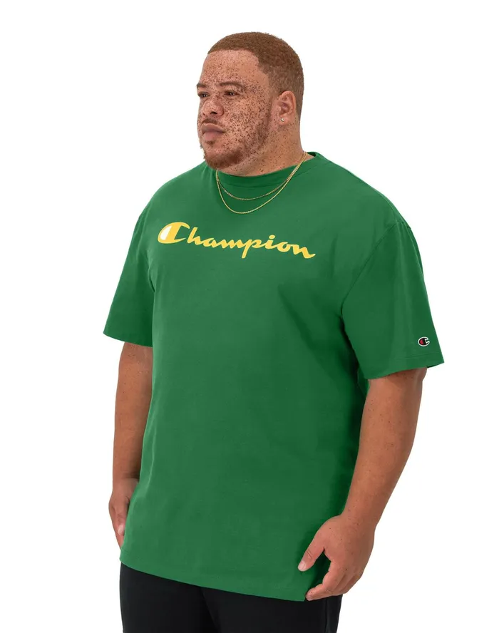 Classic Graphic TShirt Script Logo Big and Tall Road Sign Green Men Champion TShirts and Tops