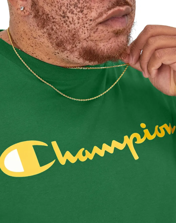 Classic Graphic TShirt Script Logo Big and Tall Road Sign Green Men Champion TShirts and Tops