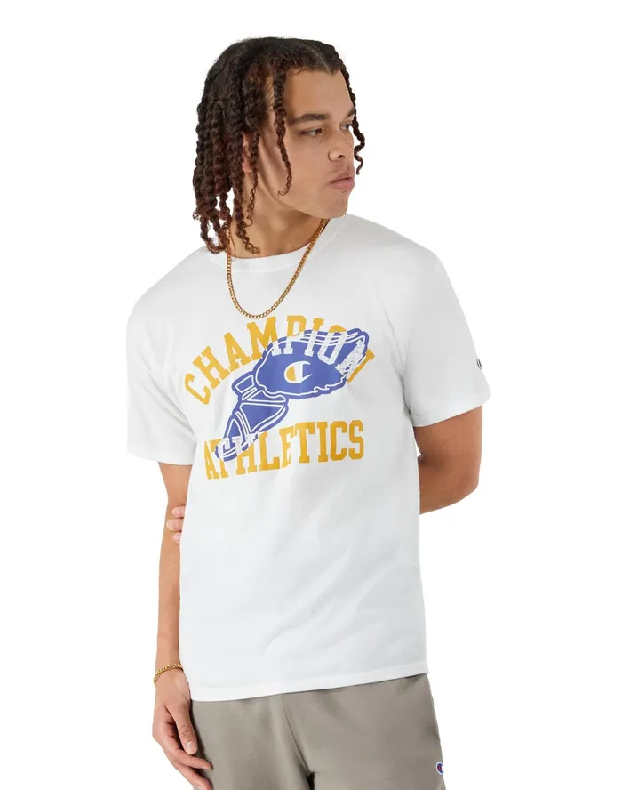 Classic Graphic TShirt Winged Foot Logo White Men Champion TShirts and Tops