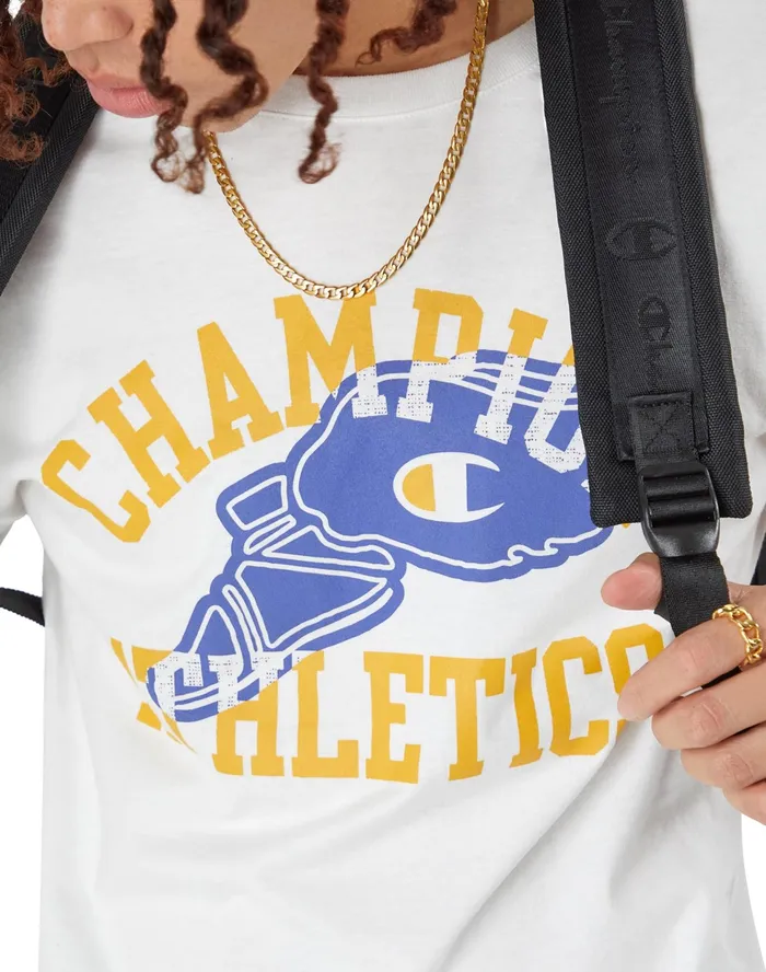 Classic Graphic TShirt Winged Foot Logo White Men Champion TShirts and Tops