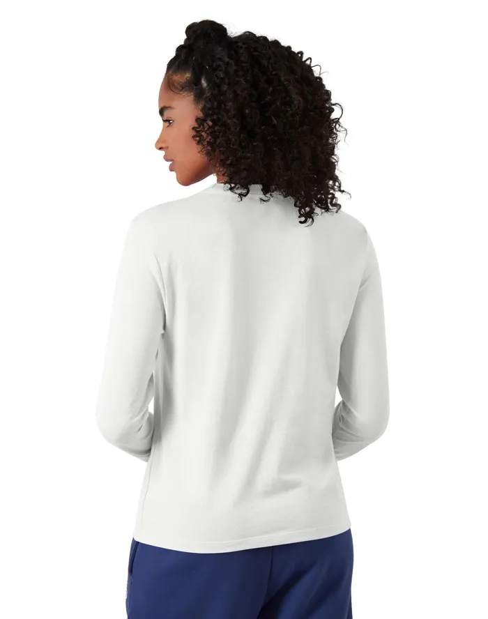 Classic LongSleeve TShirt Script Logo White Women Champion TShirts and Tops