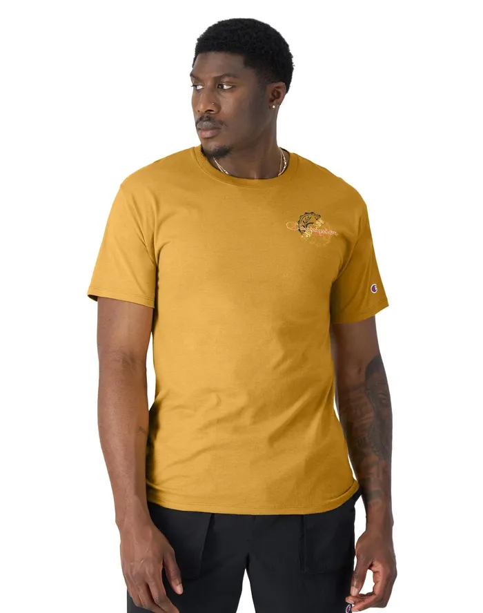 Classic TShirt Crest Script Logo Royal Gold Men Champion TShirts and Tops