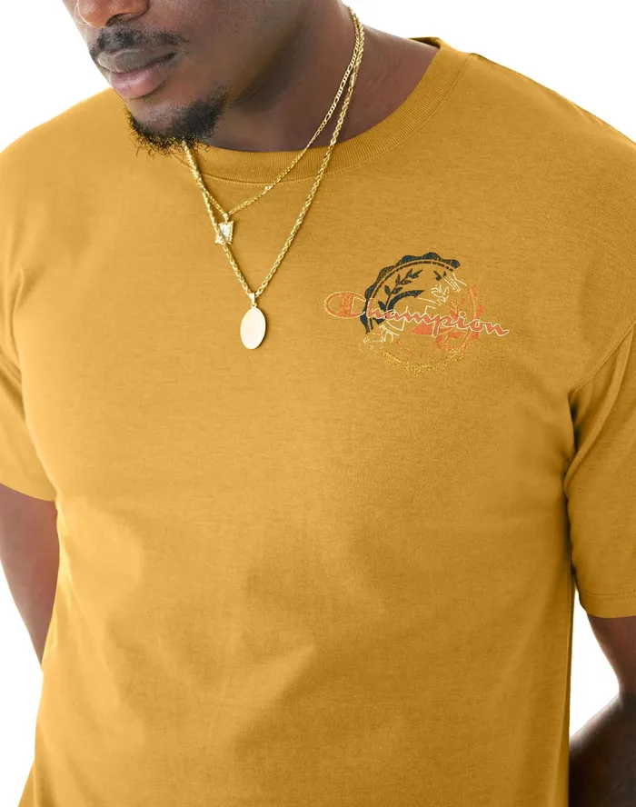 Classic TShirt Crest Script Logo Royal Gold Men Champion TShirts and Tops