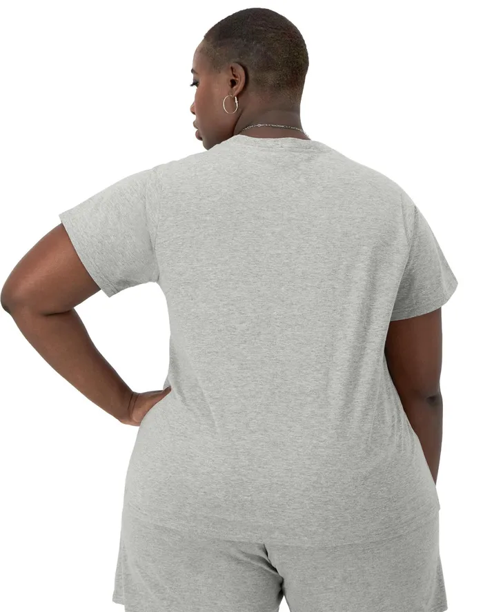 Classic TShirt Script Logo Plus Size Oxford Grey Women Champion TShirts and Tops