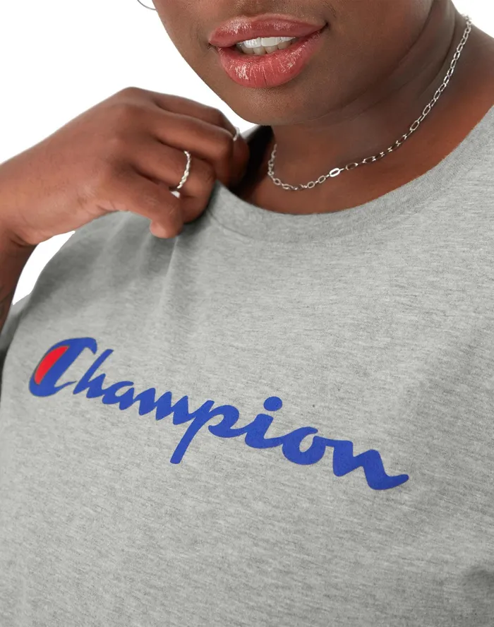 Classic TShirt Script Logo Plus Size Oxford Grey Women Champion TShirts and Tops
