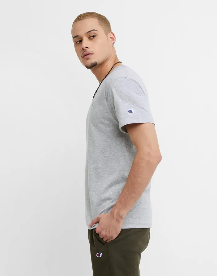 Classic Tee Embroidered C Logo Oxford Grey Men Champion TShirts and Tops