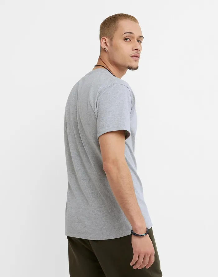 Classic Tee Embroidered C Logo Oxford Grey Men Champion TShirts and Tops