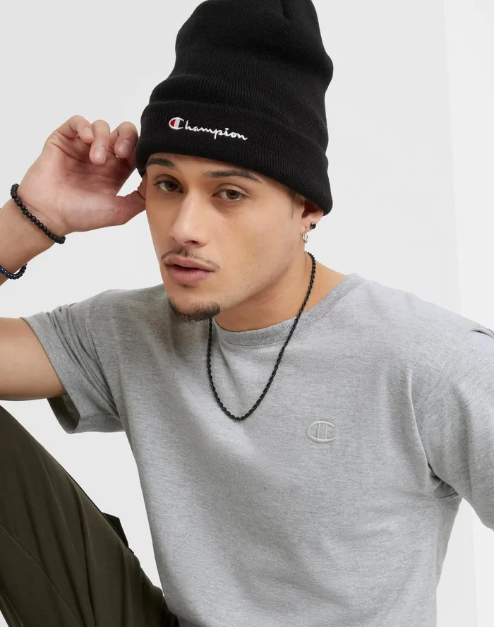 Classic Tee Embroidered C Logo Oxford Grey Men Champion TShirts and Tops