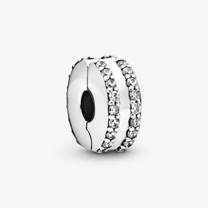 Clips Women Pandora Double Lined Pav Clip Charm
