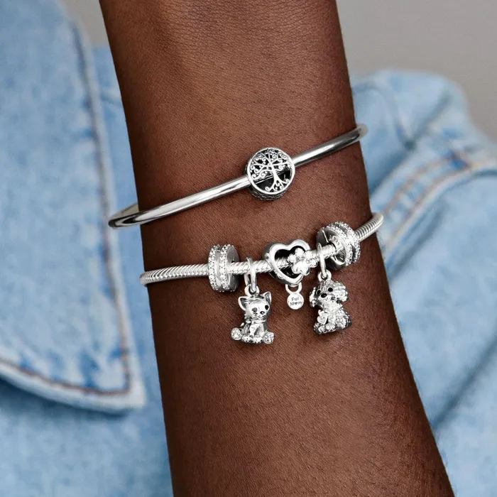 Clips Women Pandora Double Lined Pav Clip Charm