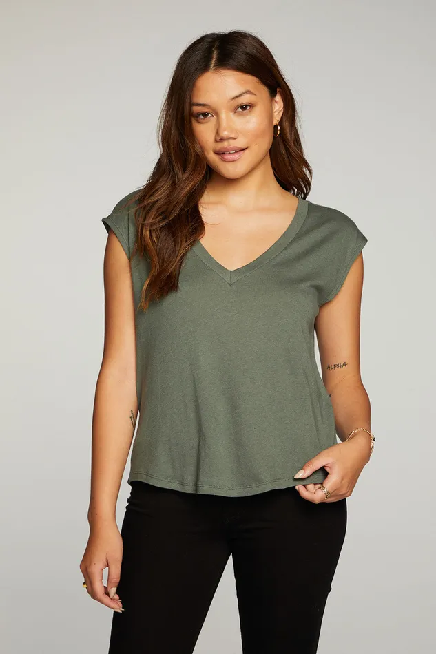 Cloud Jersey Cap Sleeve Muscle Tee Tops Chaser Brand Womens