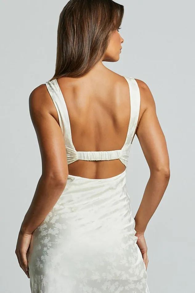 Cohen Midi Dress 8211 Jacquard Satin Midi Dress In Cream Women Showpo Dresses