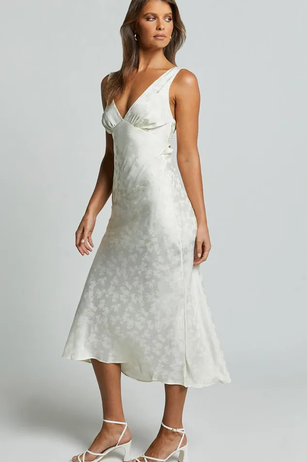 Cohen Midi Dress 8211 Jacquard Satin Midi Dress In Cream Women Showpo Dresses