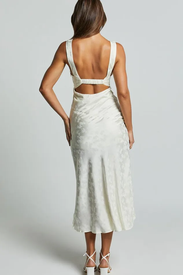 Cohen Midi Dress 8211 Jacquard Satin Midi Dress In Cream Women Showpo Dresses