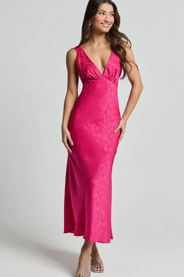 Cohen Midi Dress 8211 Jacquard Satin Midi Dress In Pink Women Showpo Curve Clothes