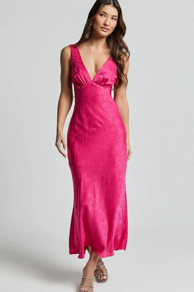 Cohen Midi Dress 8211 Jacquard Satin Midi Dress In Pink Women Showpo Curve Clothes