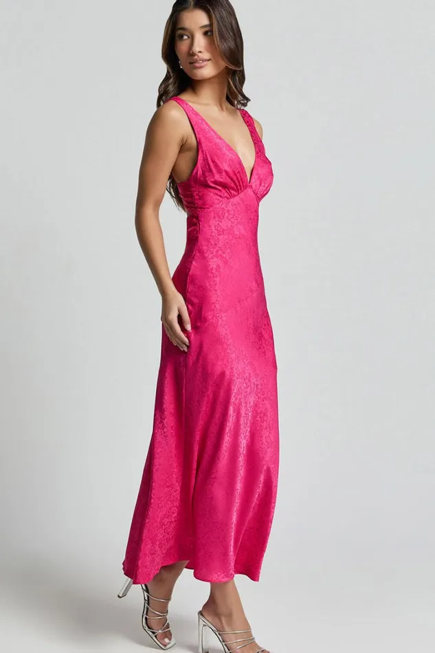 Cohen Midi Dress 8211 Jacquard Satin Midi Dress In Pink Women Showpo Curve Clothes