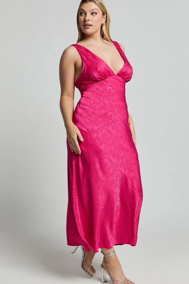 Cohen Midi Dress 8211 Jacquard Satin Midi Dress In Pink Women Showpo Curve Clothes