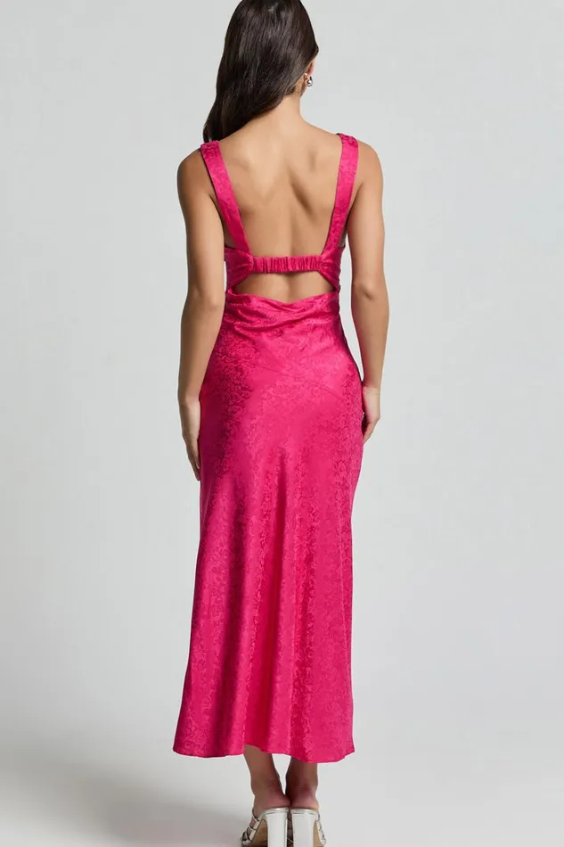 Cohen Midi Dress 8211 Jacquard Satin Midi Dress In Pink Women Showpo Curve Clothes