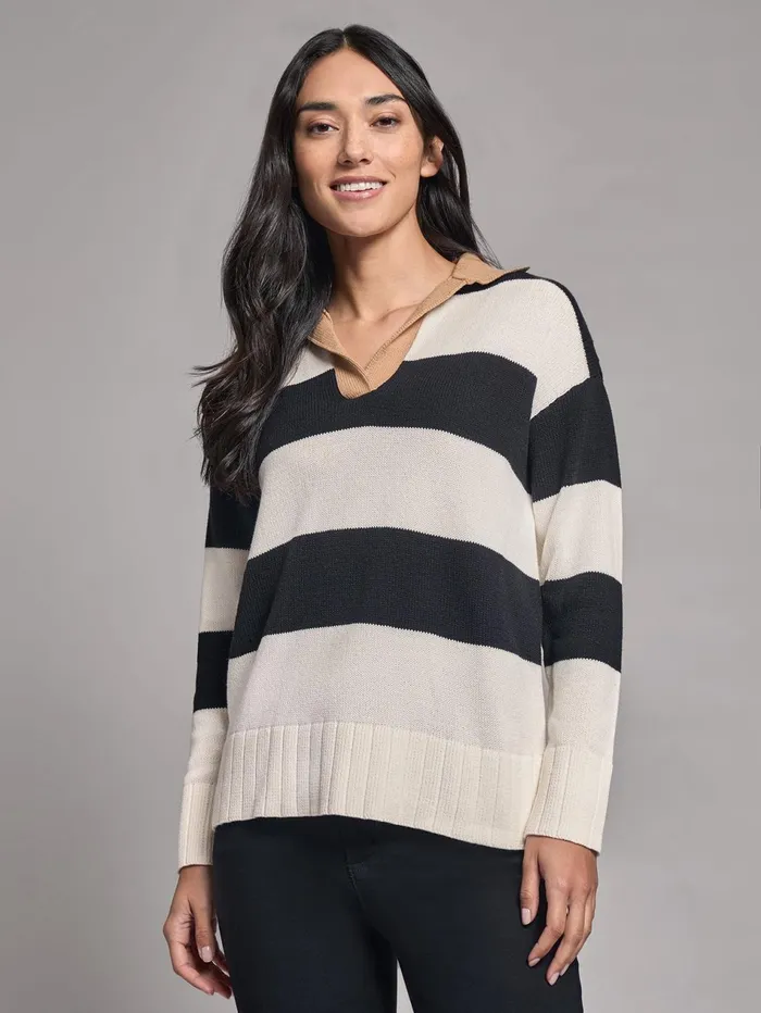 Colorblock Long Sleeve Polo Sweater Women Jones New York Sweaters and Cardigans