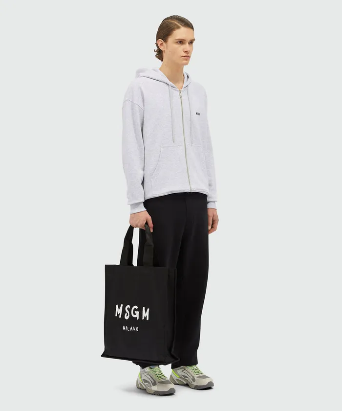 Cotton Sweatshirt With Hood And Micro Logo Men MSGM Hoodies And Sweatshirts