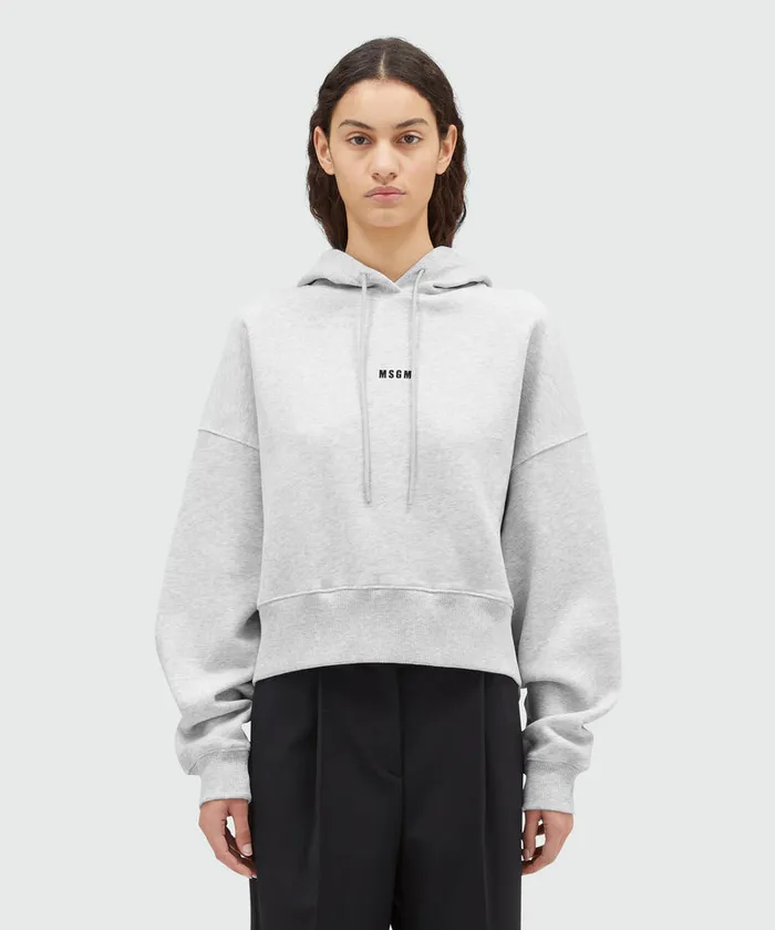 Cotton Sweatshirt With Hood And Micro Logo Women MSGM Hoodies And Sweatshirts
