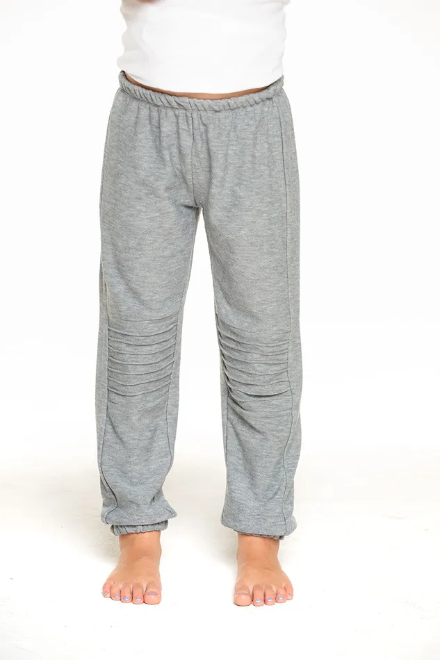 Cozy Knit Slouchy Moto Jogger in Heather Grey Girls Bottoms Chaser Brand