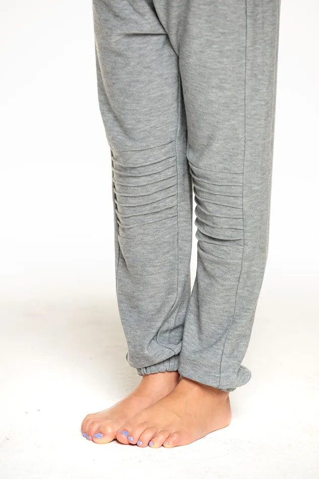Cozy Knit Slouchy Moto Jogger in Heather Grey Girls Bottoms Chaser Brand