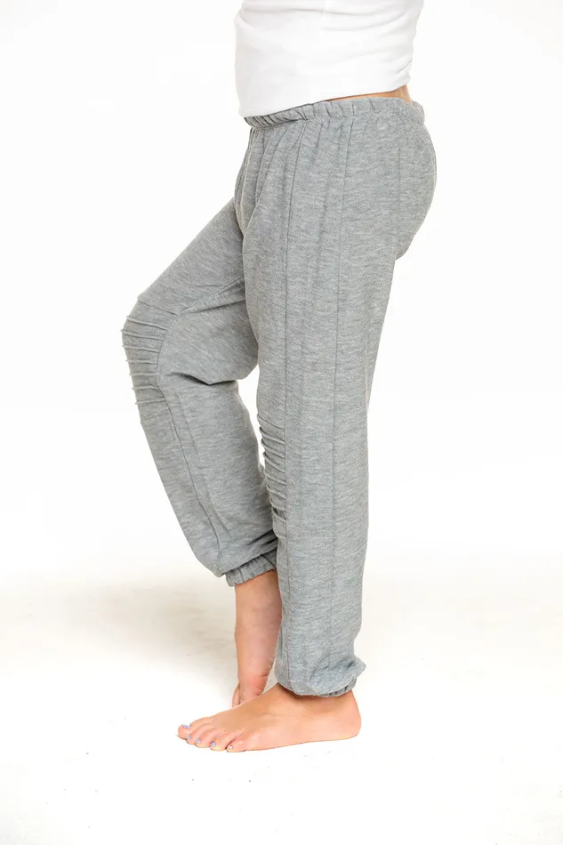 Cozy Knit Slouchy Moto Jogger in Heather Grey Girls Bottoms Chaser Brand